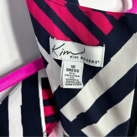 Kim Rogers Bright Geometric Pattern Vintage Sheath Tailored Career Dress Sz 10 - Picture 5 of 11